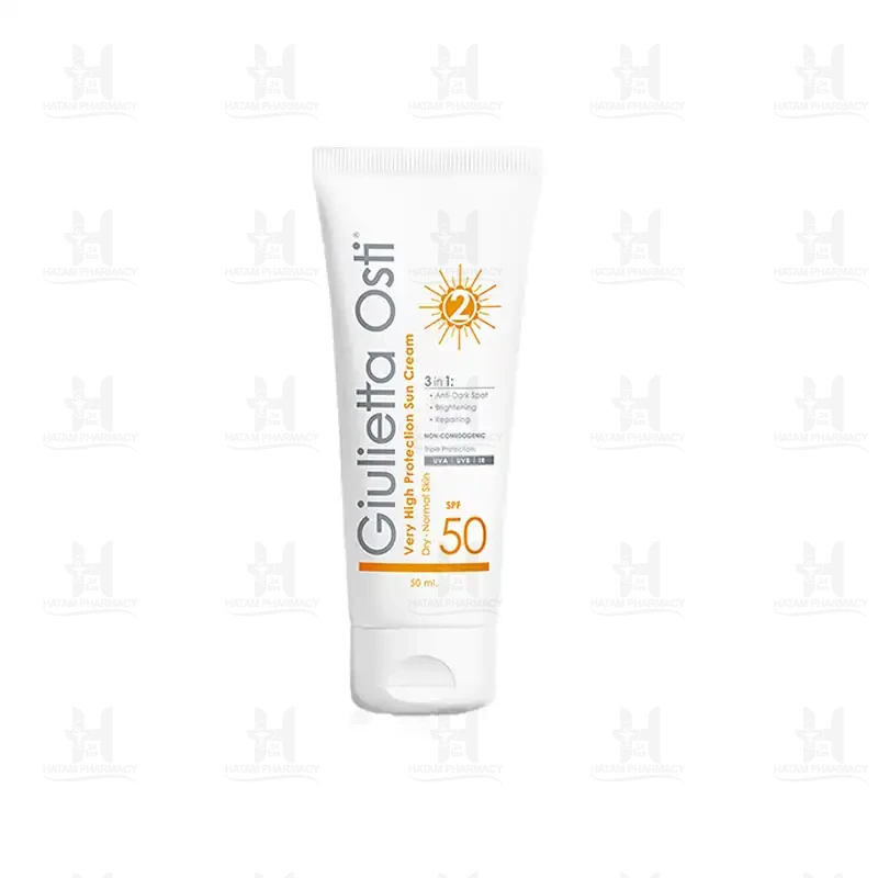 کرم ضد آفتاب بی رنگ SPF 50 مناسب پوست خشک جولیتا اُستی 50 میل